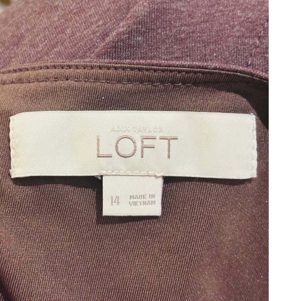 LOFT Dress Size 14 Toffee Brown Sleeveless Fit Flare Lined Fall Neutral EUC - Picture 3 of 16